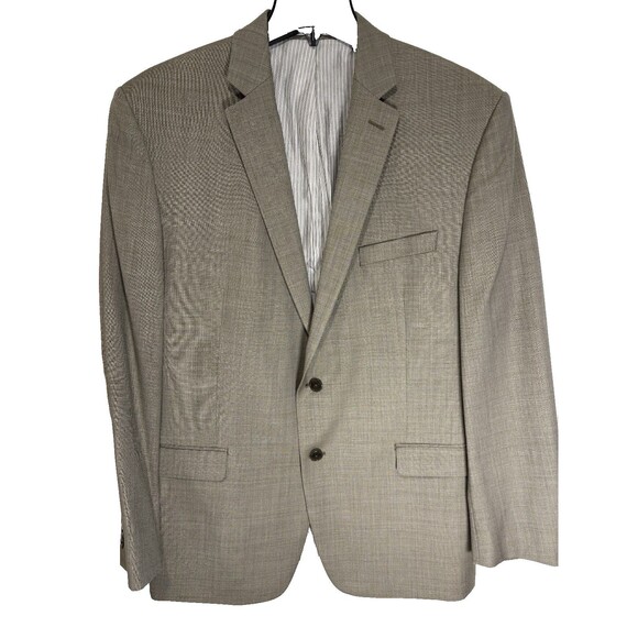CALVIN KLEIN mens beige gray  100% WOOL sport coat  suit  jacket blazer 42 R - Picture 2 of 8